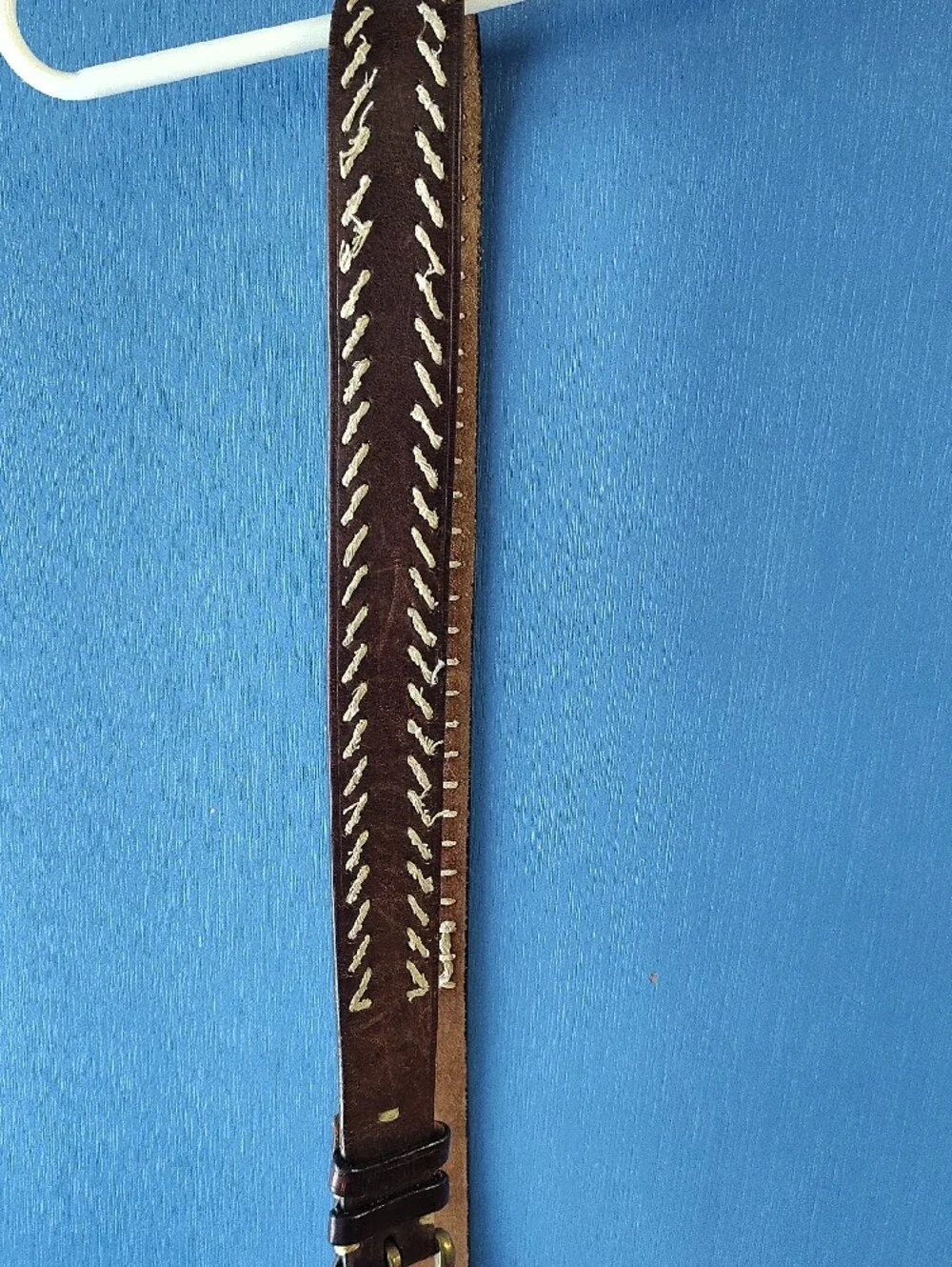 Brown Braided Leather Mens Belt with Brass Buckle